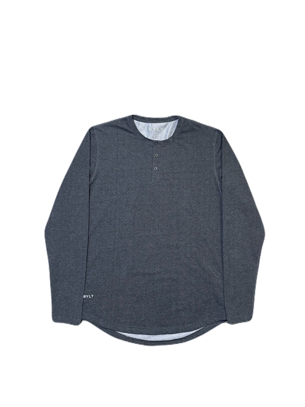 BYLT Men’s Long Sleeve Drop Cut Lux Henley Shirt Gray